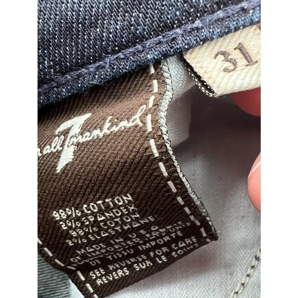7 for all‎ mankind dojo dark wash long inseam jeans sz 31
